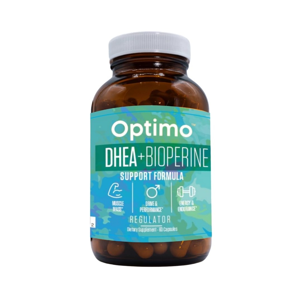 Optimo DHEA and BioPerine for Maximum Strength and Absorption 50mg | Optimize Hormone Levels l Boost Energy l Stamina l Vitality l Metabolism | for Men & Women l 60 Capsules