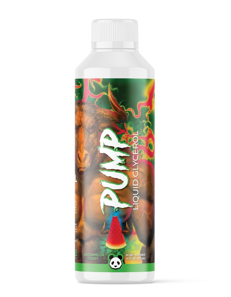 Underground Bio Labs: Panda Supps Pump- Liquid Glycerol 20G Gylcerol for Maximum Pumps, Power, and Stamina (Stimulant Free) (16oz/32 Servings) (Watermelon Candy)