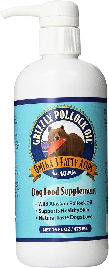 Grizzly Pollock Oil Dog Food Supplement, 16 Ounce
