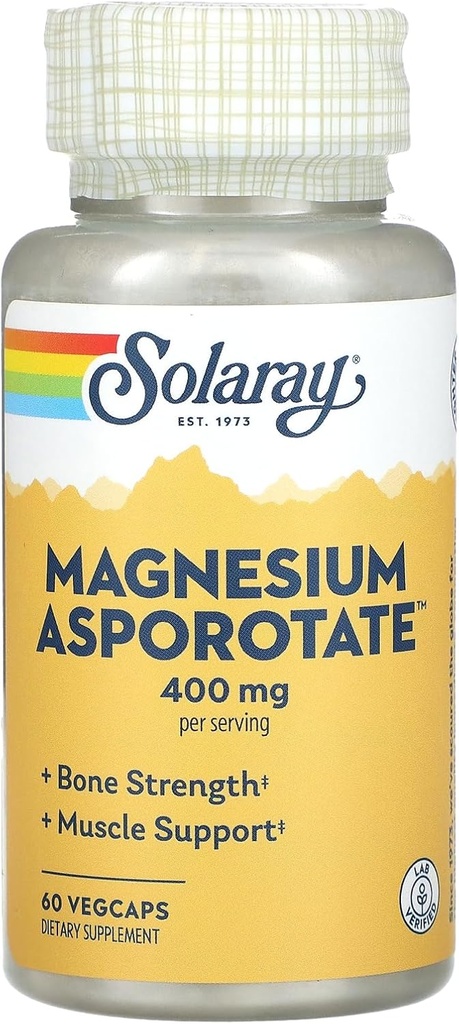 Συμπλήρωμα ασποροτικού μαγνησίου Solaray, 200 mg, 60 Count