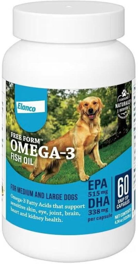 Snip Συμβουλές Omega-3 Fish Oil υγρό συμπλήρωμα για Medium & Large Dogs, 60 Count