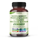 Bacopa, Phosphatidylserine, L-Theanine & Lion’s Mane – All-in-1 Supplement for Focus, Brain Function & Emotional Balance Support – 150 Capsules