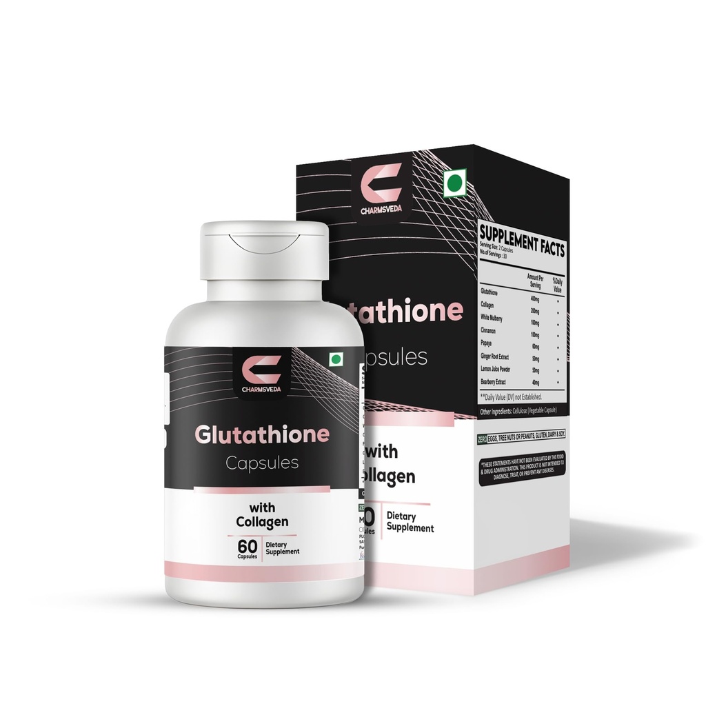 Glutathione Capsules with Collagen, White Mulberry & Herbal Extracts – Support Skin Health, Support Joint & Muscle Health, Overall Wellness & Immune Support* – 60 Vegan Capsules