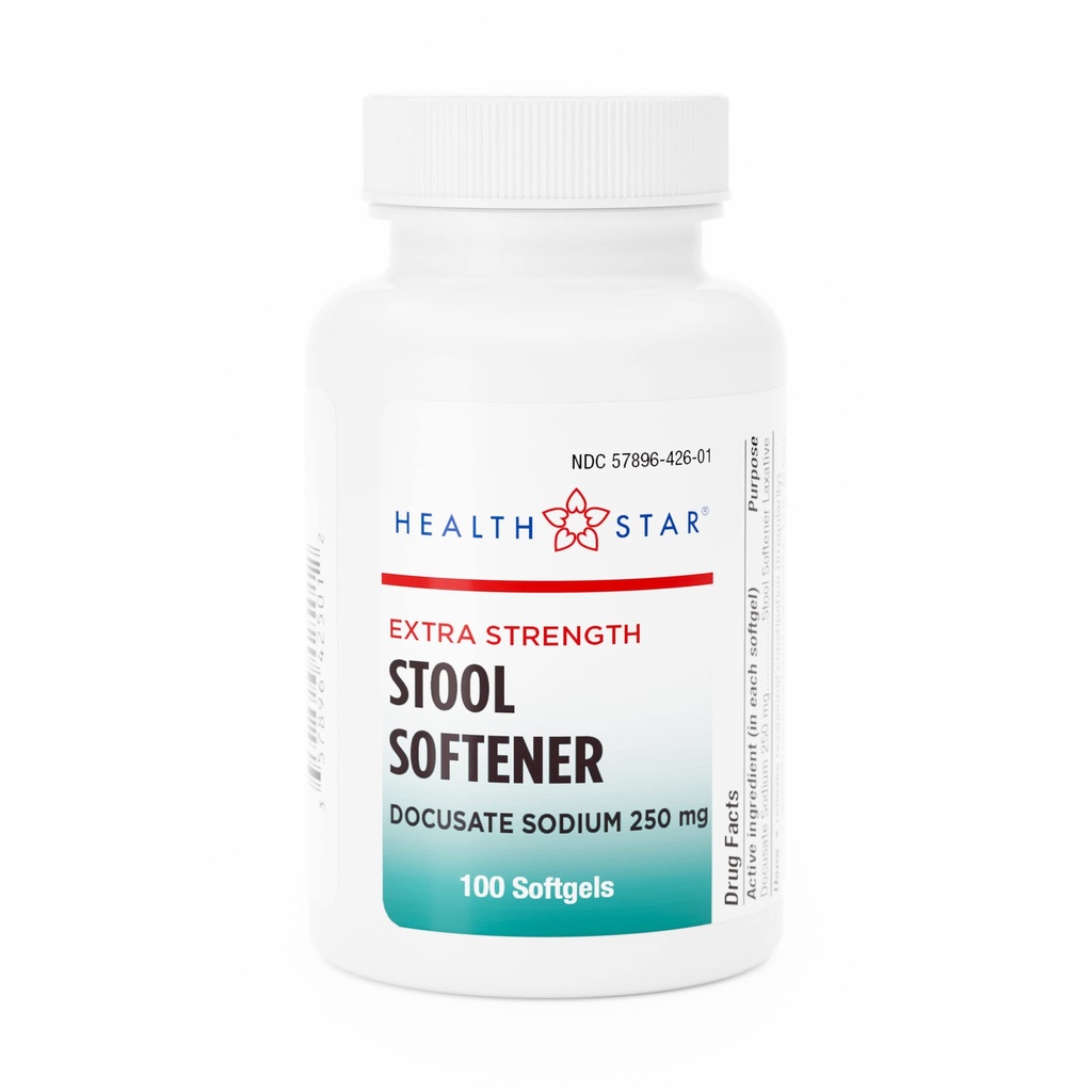 Sodium 250MG. Geri Care Stool Softener 4X100 Softgels.