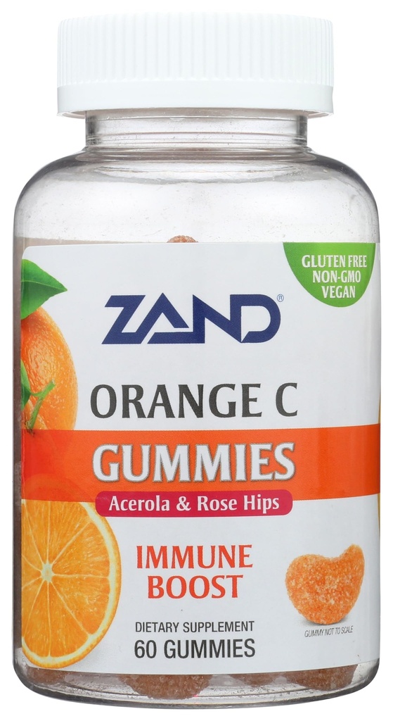 ZAND Ανοσία Πορτοκαλί Βιταμίνη C Gummies, Ευεξία και συμπλήρωμα υποστήριξης του ανοσοποιητικού, Μασώμενο Βιταμίνη C w/Citrus Βιοφλαβονοειδή, Rose HIPS και Acerola, Vegan, Χωρίς γλουτένη, 60-ημέρα εγγύηση, 30 εξυπηρετήσεις
