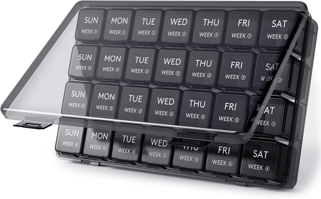 Lifewit Μηνιαίος Διοργανωτής Χάπια, 28 Day Pill Box, 4 Εβδομάδες Ένα Μήνα Χάπια, Μεγάλα Διαμερίσματα Ιατρική Οργανωτής για Βιταμίνες, Fish Oils, Συμπληρώματα