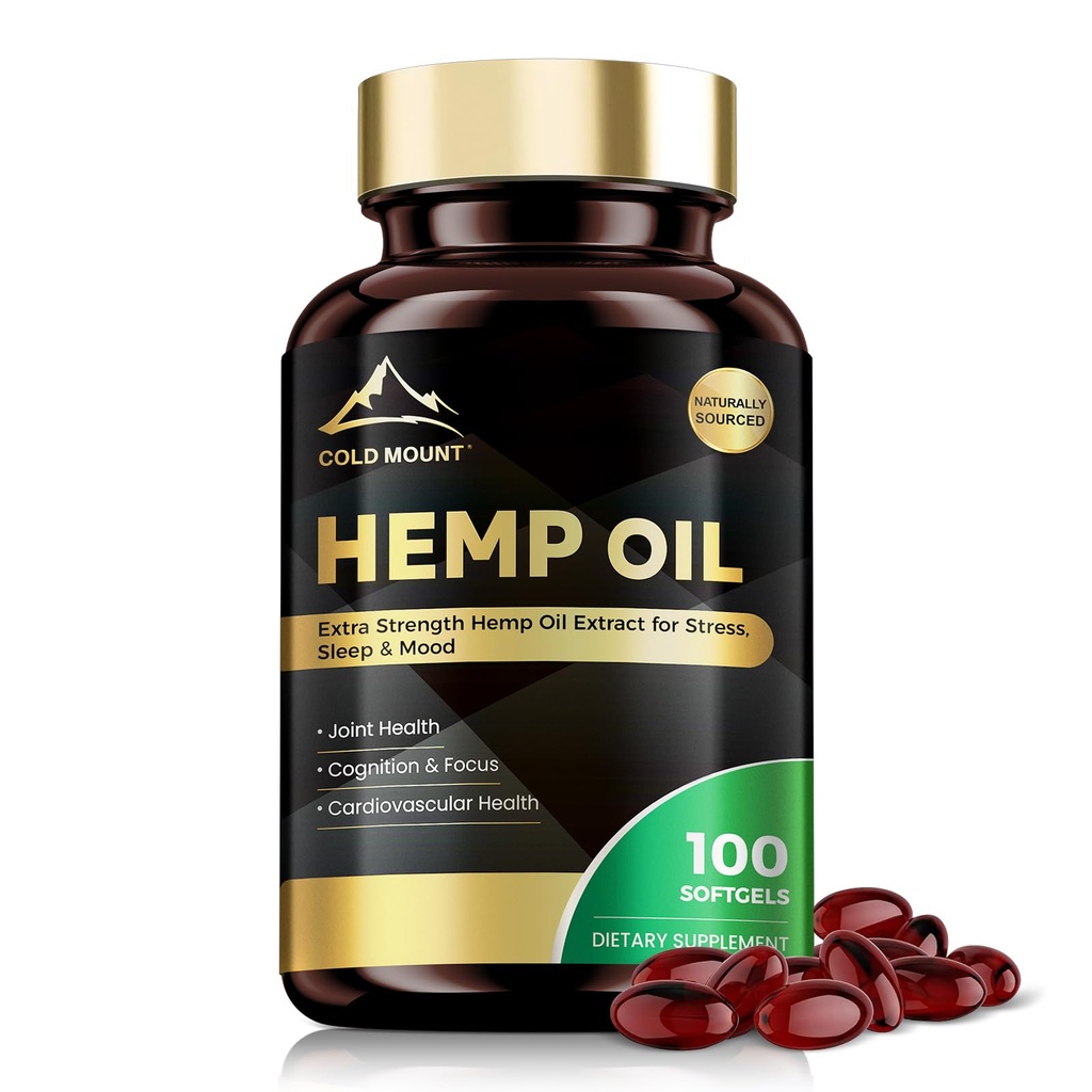 Hemp Oil Supplement, Support Immune System Health, 100 Softgels,100 Day Supply