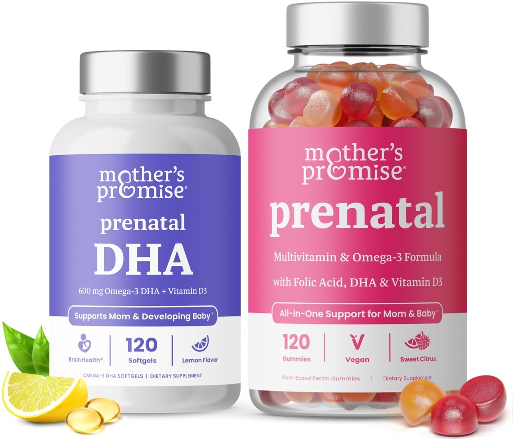 Mother's Promise Prenatal Vitamin Gummies & Prenatal DHA for Women Bundle