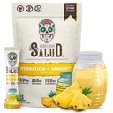 Salud 2-in-1 Hydration Packets + Ανοσία Ηλεκτρόλυτες Σκόνη, Ανανάς - Agua Fresca Drink Mix, Elderberry, Γαλακτοκομικά & Σόγια Χωρίς Γλουτένη, Vegan, Χαμηλή θερμίδα, 1g Ζάχαρη (15 Σερβιέτες)