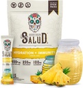 Salud 2-in-1 Hydration Packets + Ανοσία Ηλεκτρόλυτες Σκόνη, Ανανάς - Agua Fresca Drink Mix, Elderberry, Γαλακτοκομικά & Σόγια Χωρίς Γλουτένη, Vegan, Χαμηλή θερμίδα, 1g Ζάχαρη (15 Σερβιέτες)