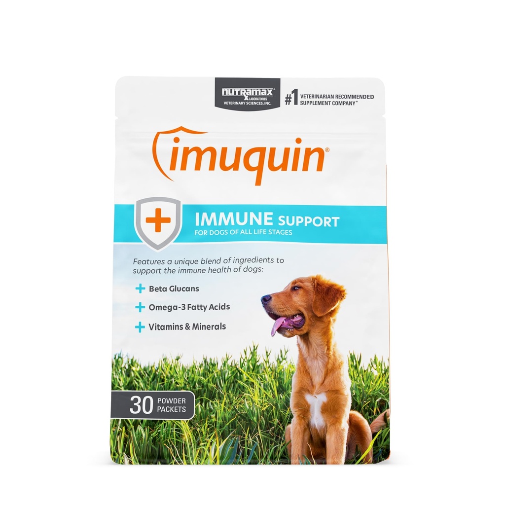 Nutramax Laboratories Nutramax Imuquin ανοσοποιητικό συμπλήρωμα υγείας σκόνη για σκύλους, με Beta Glucans, θαλάσσια λιπίδια, βιταμίνες και ορυκτά, 30 πακέτα, ενημερωμένη έκδοση