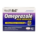 HealthA2Z® Acid Reducer | Omeprazole 20mg | Delayed - Release Tablets | 24 Hours | Treats Frequent Heartburn | Occuring 2 or More Days A Week (42 Counts)