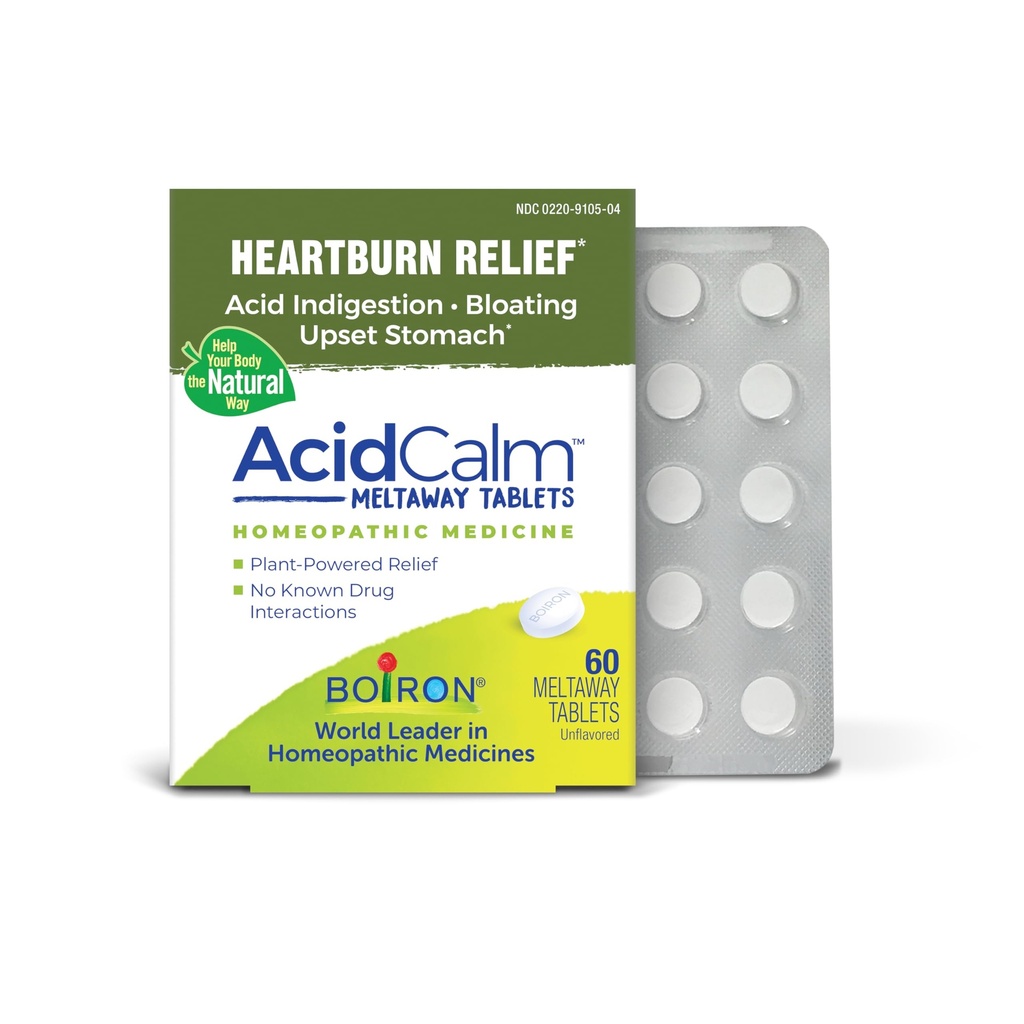Boiron AcidCalm Tablets for Heartburn Relief, Acid Indigestion, Bloating, and Upset Stomach - 60 Count