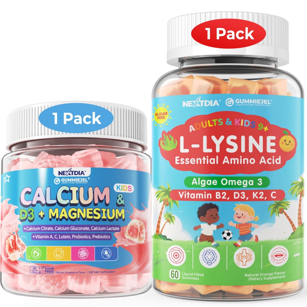 Calcium Complex Gummies for Kids+ Lysine Gummies for Kids Adults