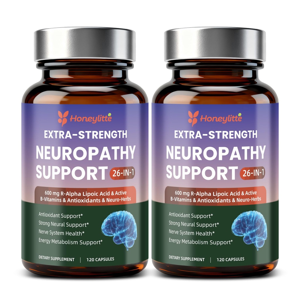 Alpha Lipoic Acid Neuropathy Supplements - with 600mg R-Alpha Lipoic Acid, NAC, ALC, Active Vitamin B12 B1 B2 B6 - for Nerve Heath & Mental Support (120 Count * Pack of 2)