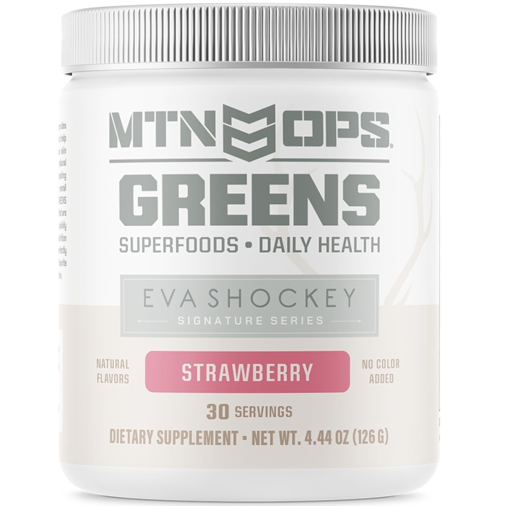 MTN OPS Greens Organic Greens Superfood Powder with Super Greens Antioxidants Digestive and Immune Support Strawberry Flavor 30 Servings