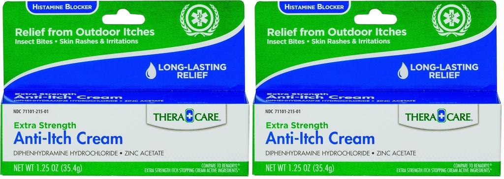 Thera Care Anti-Itch Cream | Extra Strength | Outdoor Itch Relief | 1.25 oz (Pack of 2)
