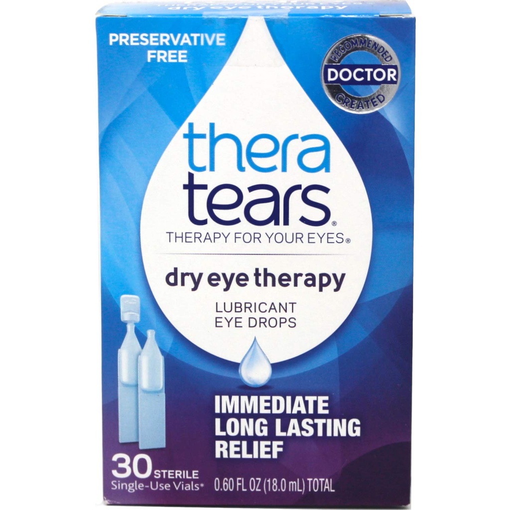 Thera Tears Lubricant Eye Drops Single Use Containers, 30 Each (Pack of 2)