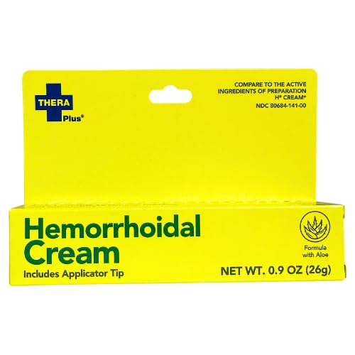 Thera Plus Hemorrhoidal Cream with Aloe, Multi-Symptom Pain Relief, Cream Form, Includes Applicator Tip, 0.9 oz