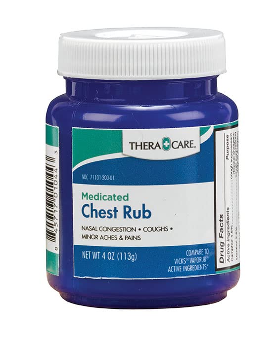 TheraCare Medicated Chest Rub | Cough suppressant | Relieves Nasal Congestion | Relieves Minor Aches and Pains | 4 oz.