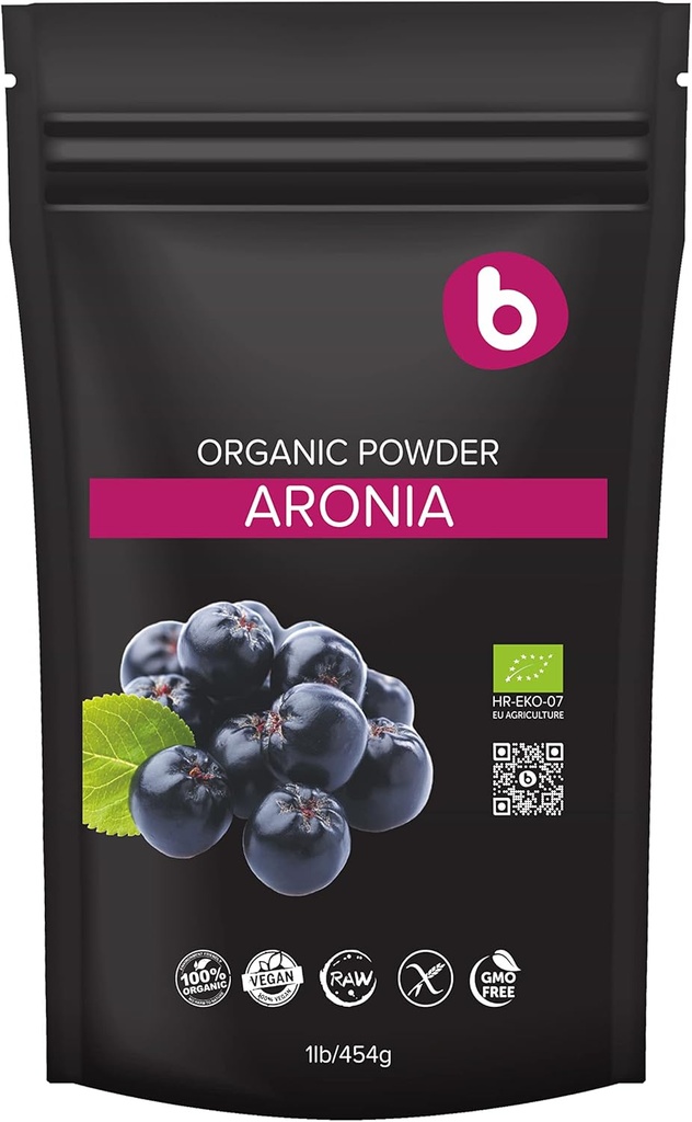 β Βιολογική Aronia Berry Powder - Black Chokeberry Superfood High in Anthocyanins & Polyphenols - Υποστηρίζει το ανοσοποιητικό σύστημα - Chokeberries Organic Superfood - Aronia Berries - Vegan, Gluten-Free - 1lb
