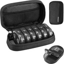 Serfeymi Weekly Travel Pill Organizer 2 Times A Day AM PM Upgraded Black Pill Box 7 Day with Portable Zipper Canvas Pill Case, Medicine Organizer for Pills, Vitamins, Supplements, Fish Oils - Black 01