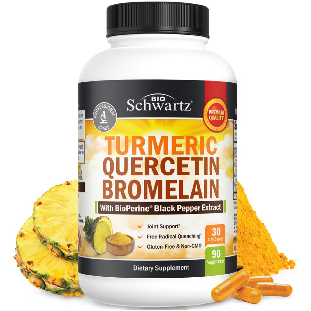 Κουρκουμάς Quercetin με Bromelain συμπλήρωμα - Φυσική επιπλέον δύναμη ανοσοποιητική και κοινή υποστήριξη με BioPerine Μαύρο πιπέρι για μέγιστη απορρόφηση - Βιολογικό Tumeric Bromelain συμπλήρωμα Vegan ασφαλή, μη GMO