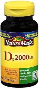 Φύση Φτιαγμένη Βιταμίνη D3 2000 IU Δισκία 100 ea (πακέτο του 2)