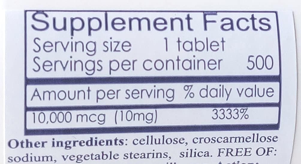 Υγιεινή φυσική βιοτίνη 10.000 mcg (500 δισκία) για την ανάπτυξη των μαλλιών, δέρμα, ισχυρά νύχια, βιοτίνη 10mg
