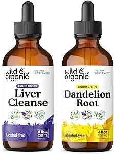 Wild & Organic Liver Cleanse Tincture 4 fl oz & Dandelion Root Tincture 4 fl oz