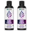 ZHOU Organic Black Seed Oil - Black Cumin Seed Oil Cold Pressed, Nigella Sativa, Pure Unrefined Blackseed Liquid, Premium Supplement for Health with Thymoquinone, Omega 3 6 9-8 Fl Oz (Pack of 2)