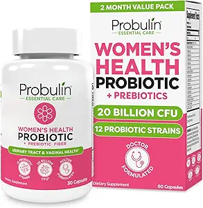 Probulin Womens Probiotic - Κολπική, UT, Gut & ανοσοποιητική υγεία με Lactobacillus Reuteri - 20 δισεκατομμύρια CFU, 12 Probiotic Strains & Prebiotics - 60 Vegan, Χωρίς γλουτένη Κάψουλες για όλη την ευεξία