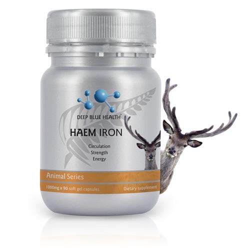 New Zealand Heme Iron Supplement - 1000mg x 90 Soft Gel Capsules - Iron Deficiency Supplement for Anemia - Deer Blood w/ Ferrous Fumarate - Supports Energy, Strength and Circulation for Men and Women