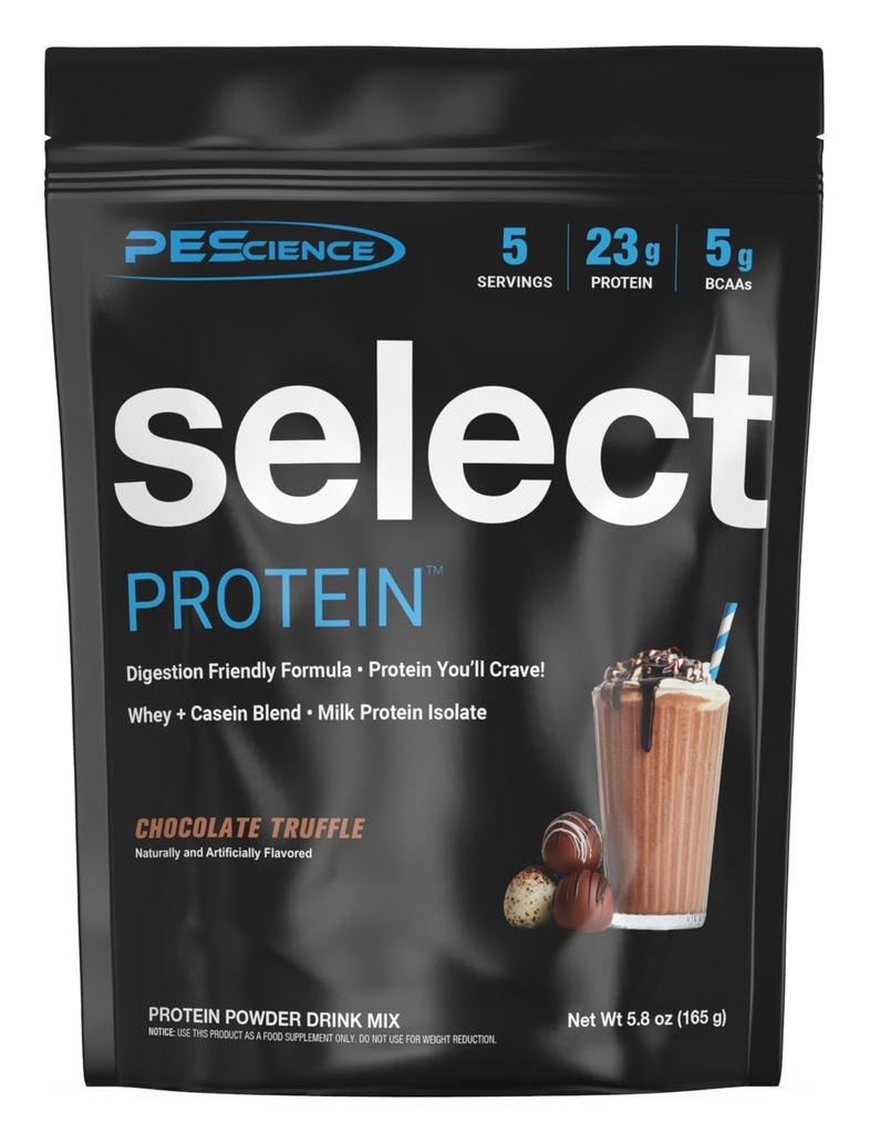 PEScience Select Protein Powder, Whey and Casein Blend, Lean Protein Powder for Women and Men, Low Calorie, Low Carb, Keto Friendly, Gluten Free, Chocolate Truffle - 5 Servings