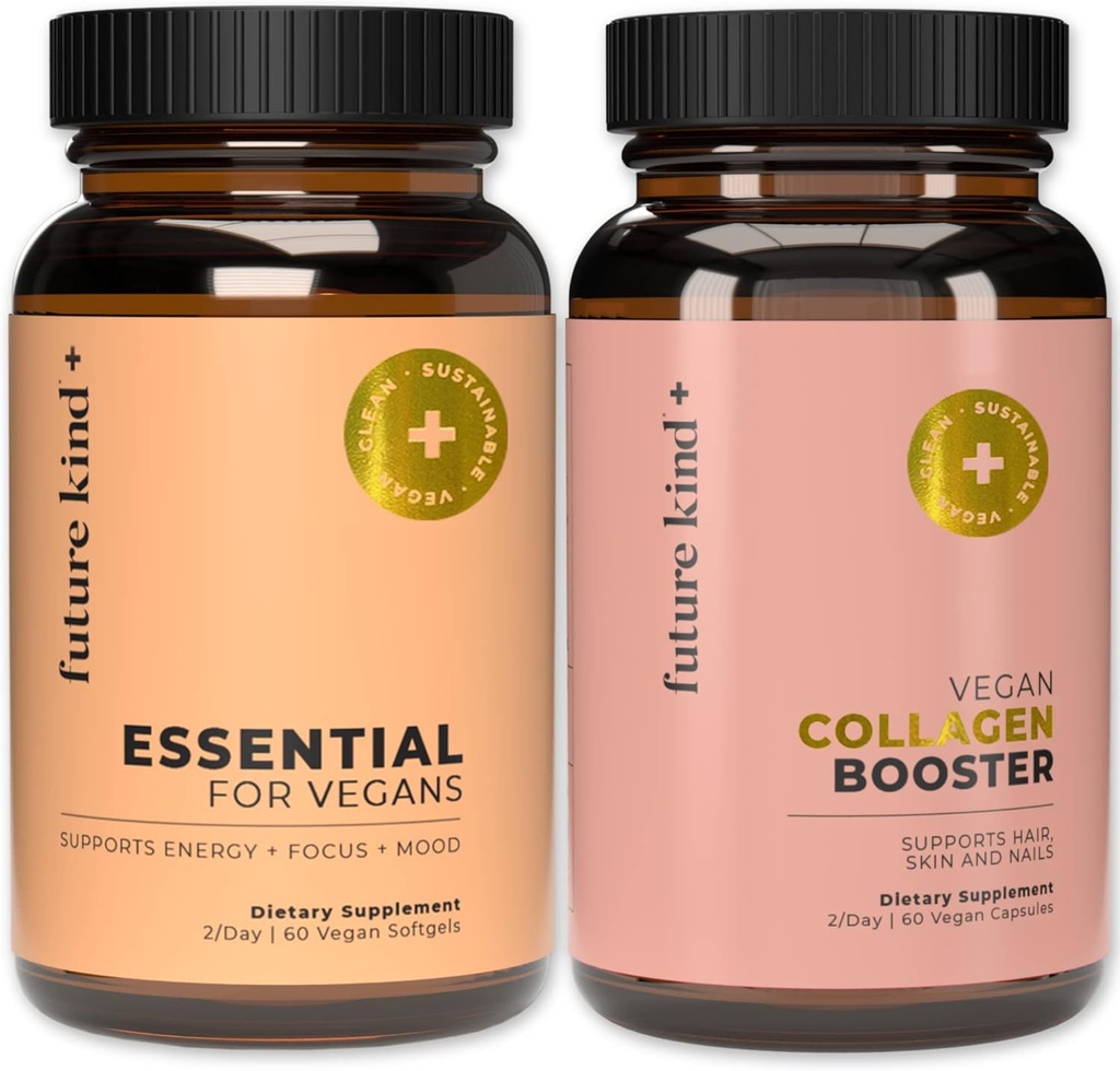 Future Kind Best Sellers Bundle | Vegan Multivitamins and Collagen Booster | Vegan Multivitamins for Women and Men with B12, Omega 3, and Vitamin D3 | Collagen Supports Skin, Hair, and Nail Health