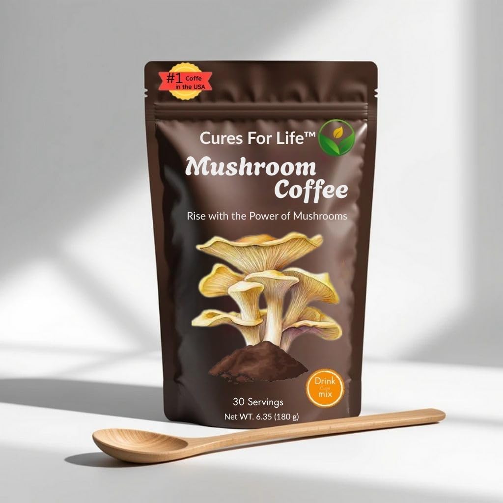 Mushroom Coffee USDA Organic with 6 Adaptogenic Mushrooms and MCT Oil – Instant Coffee for Energy, Focus, Digestion & Immunity – Lion’s Mane, Turkey Tail, USA Grown – 30 Servings