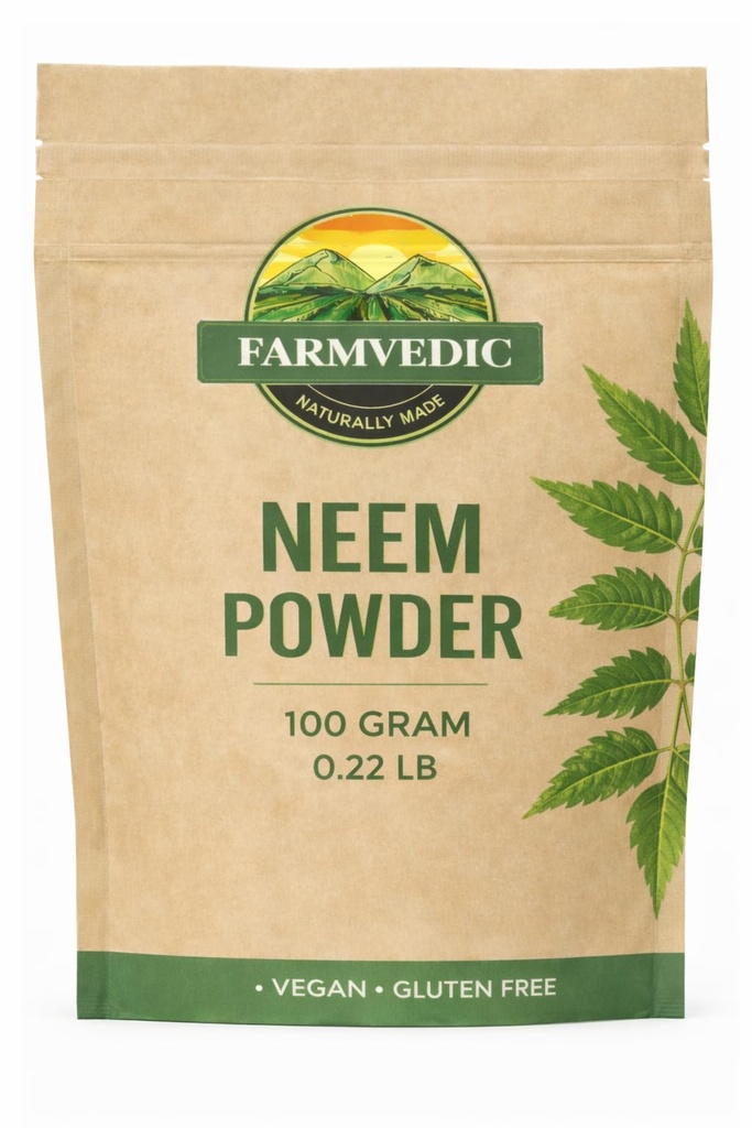 Organic Neem Leaves Powder | No Added Preservatives or Additives | Azadirachta Indica | 3.52 Oz/100 Gm/lb (100 Gram / 0.22 lb / 3.5 Oz)