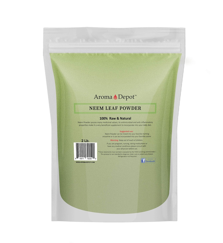 2 lb / 32 oz Neem Leaf Powder No Preservatives 100% All Pure & Natural Vegan, Non-GMO & Gluten Free, Great for Improving Immunity, Skin, Hair & Digestive Functions Azadirachta Indica
