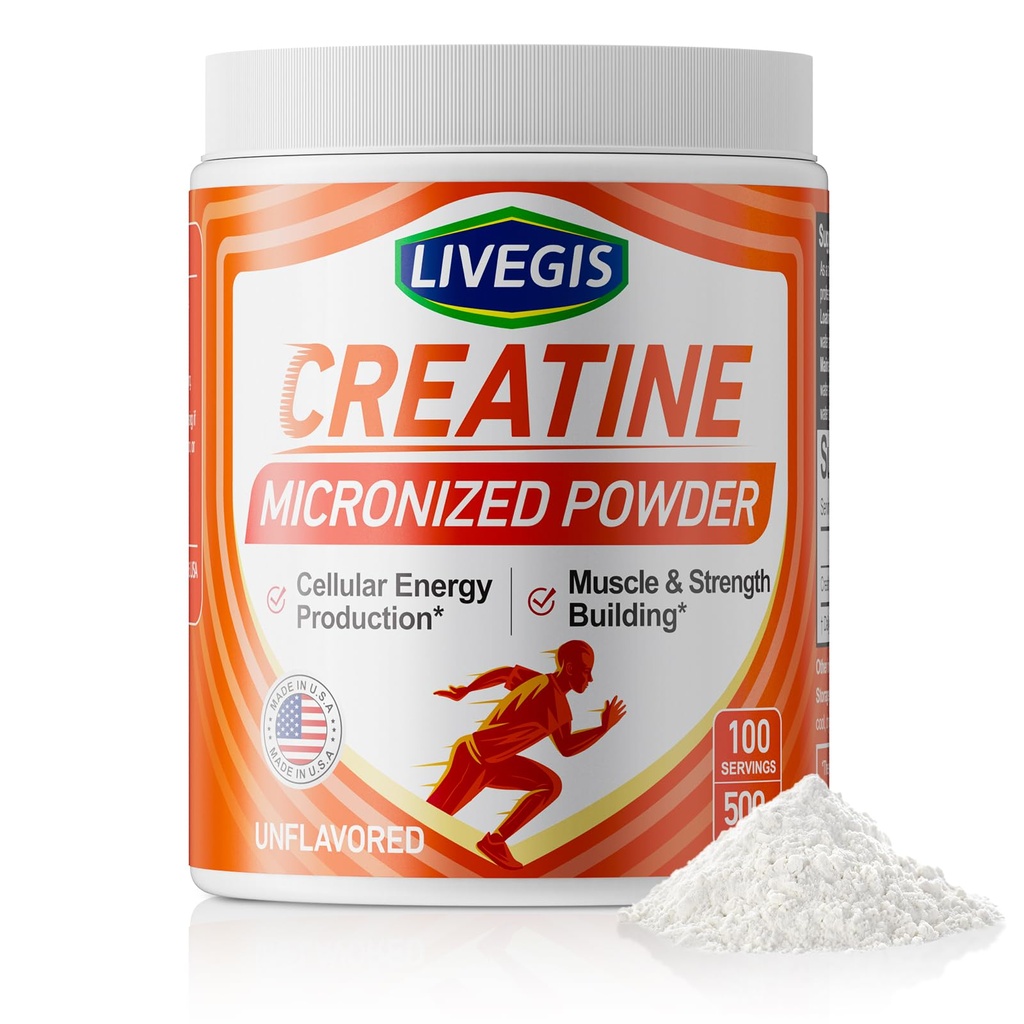 Creatine, Creatine Monohydrate Keto Friendly, Unflavored - Υποστήριξη μυών, Κυτταρική Ενέργεια και Γνωστική - 17.63 Oz(500g) - 100 Υπηρεσίες (500g)