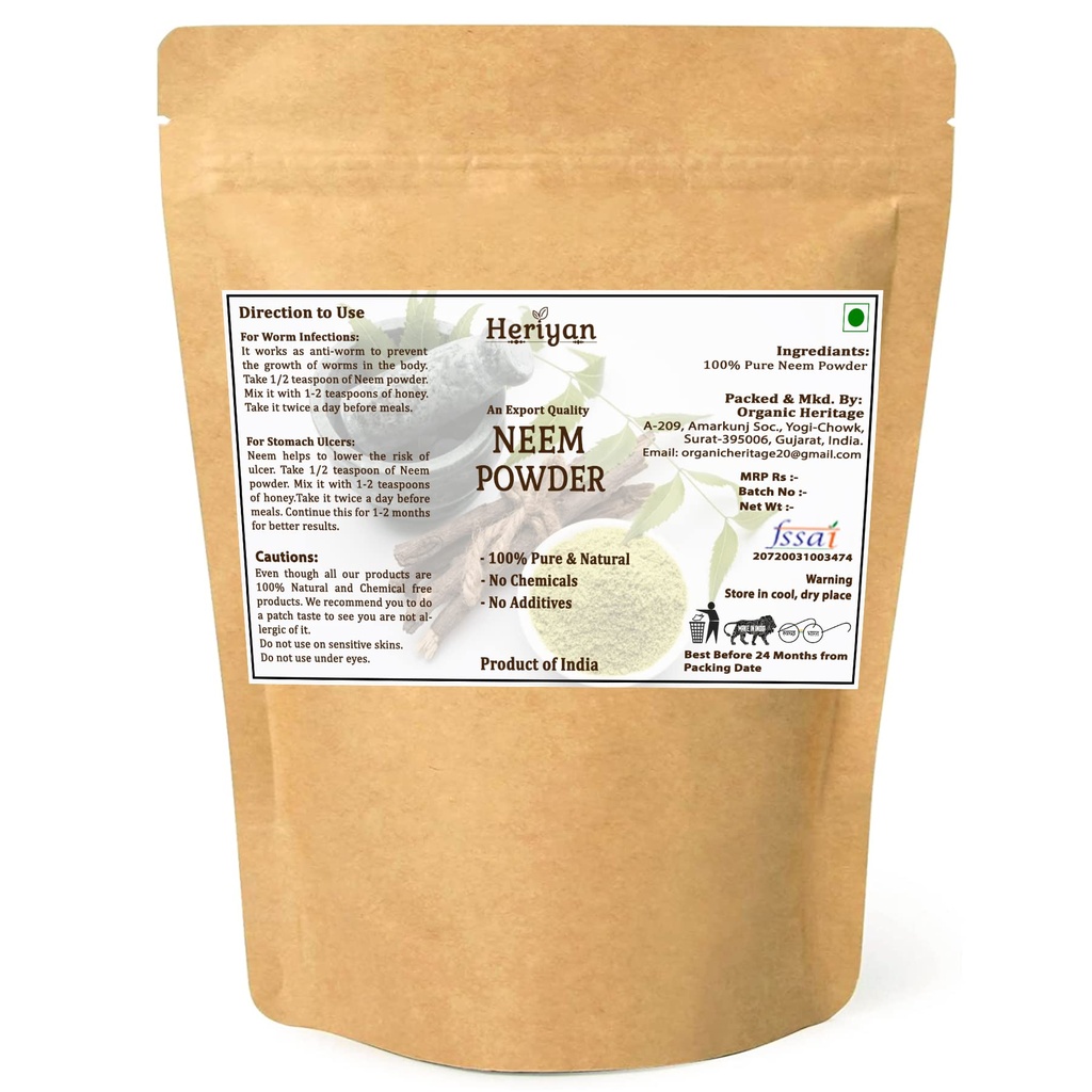 Neem Leaf Powder/Azadirachta Indica Powder Indian Herbs 100% Pure and Natural for Hair, Skin and Teeth (200g)
