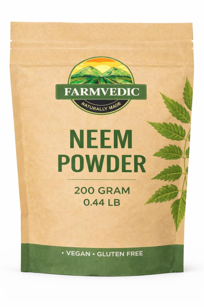 Organic Neem Leaves Powder | Non GMO | No Added Preservatives or Additives | Azadirachta Indica | 3.52 Oz/100 Gm/lb (200 Gram / 0.44 lb / 7.05 Oz)