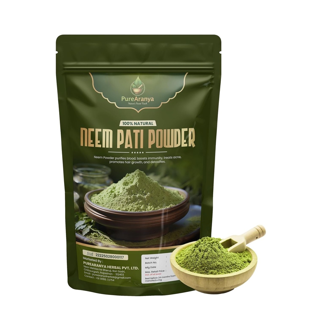 Neem Leaf Powder | Natural Dried Neem Leaves Powder | Premium Quality for External Use, Hair Care, Skin Care & DIY | No Additives | Resealable Pack (18 Oz)