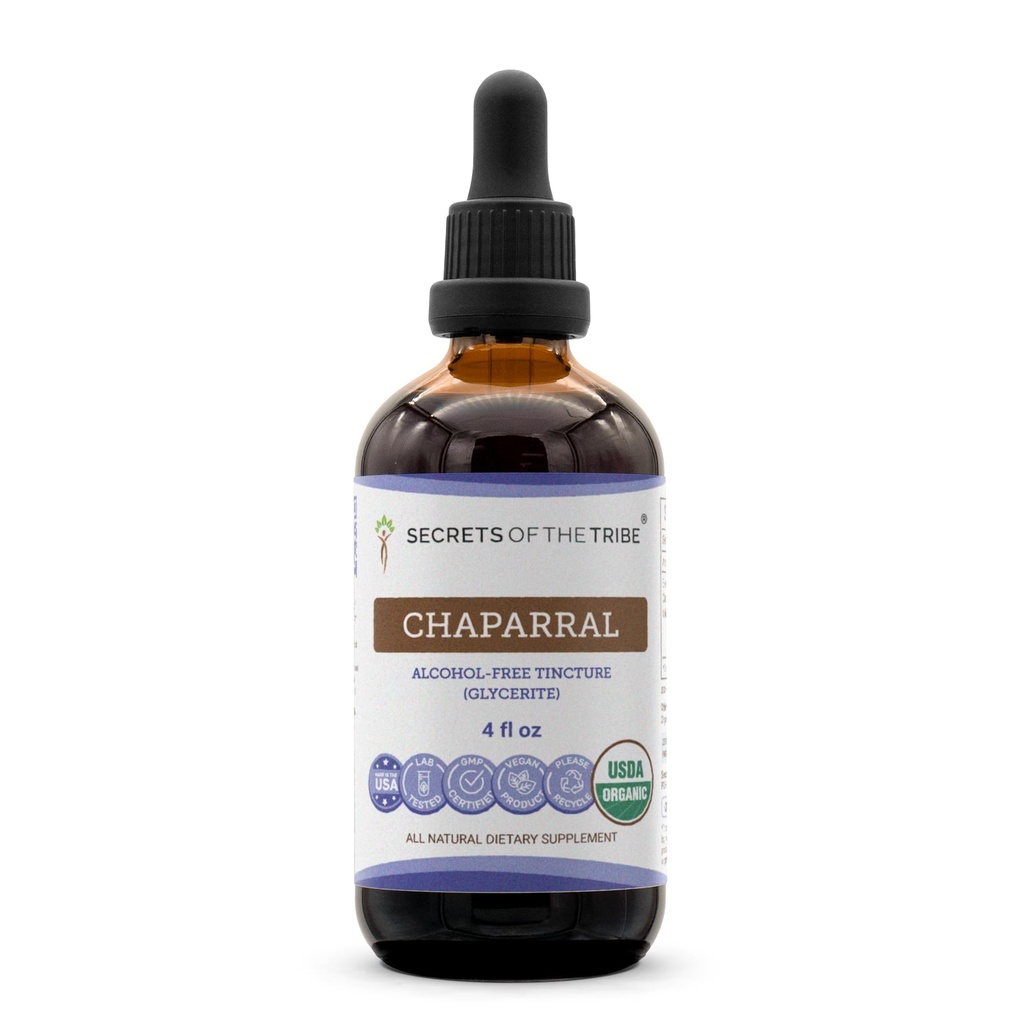 Secrets of the Tribe Chaparral USDA Organic | Alcohol-Free Extract, High-Potency Herbal Drops | Made from 100% Certified Organic Larrea tridentata Dried Leaf and Flower (4 oz)