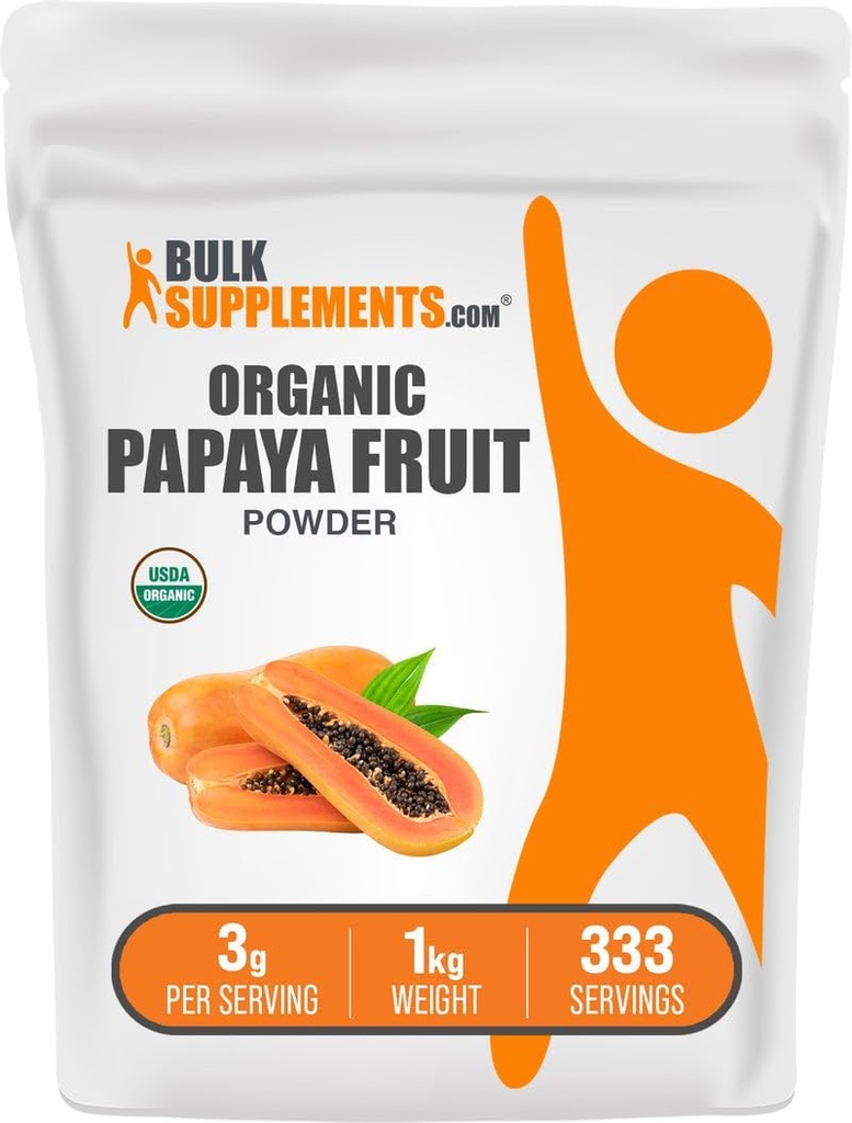 BulkSupplements.com Βιολογική σκόνη φρούτων Παπάγια - Γεύση σκόνη, που προέρχεται από Carica Παπάγια Φρούτα - Χωρίς γλουτένη, 3g ανά Σερβίρισμα, 1kg (2,2 lbs) (πακέτο των 1)