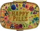 Happy Pills Pill Organizer Χαριτωμένο Μεταλλικό Χάπια Υπόθεση Travel Friendly Portable Compact Pill Box Pill Pill Container to Hold Tylenol/Vitamins/Fish Oil/Supplements/Meds/Tablet for Purse/Pocket