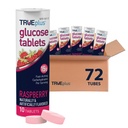 TRUEplus Glucose Tablets, Chewable, Raspberry Flavor, 15g Fast-Acting Carbohydrates, Fat Free, Gluten Free, Boost Energy, 10 Count, 72 Tubes