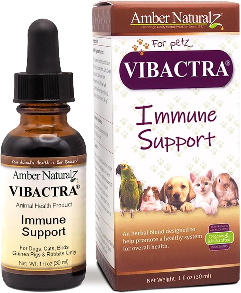 Amber NaturalZ Vibactra Immune Support συμπλήρωμα βοτάνων για σκύλους, γάτες, πουλιά, χοίροι Γουινέας, και κουνέλια 