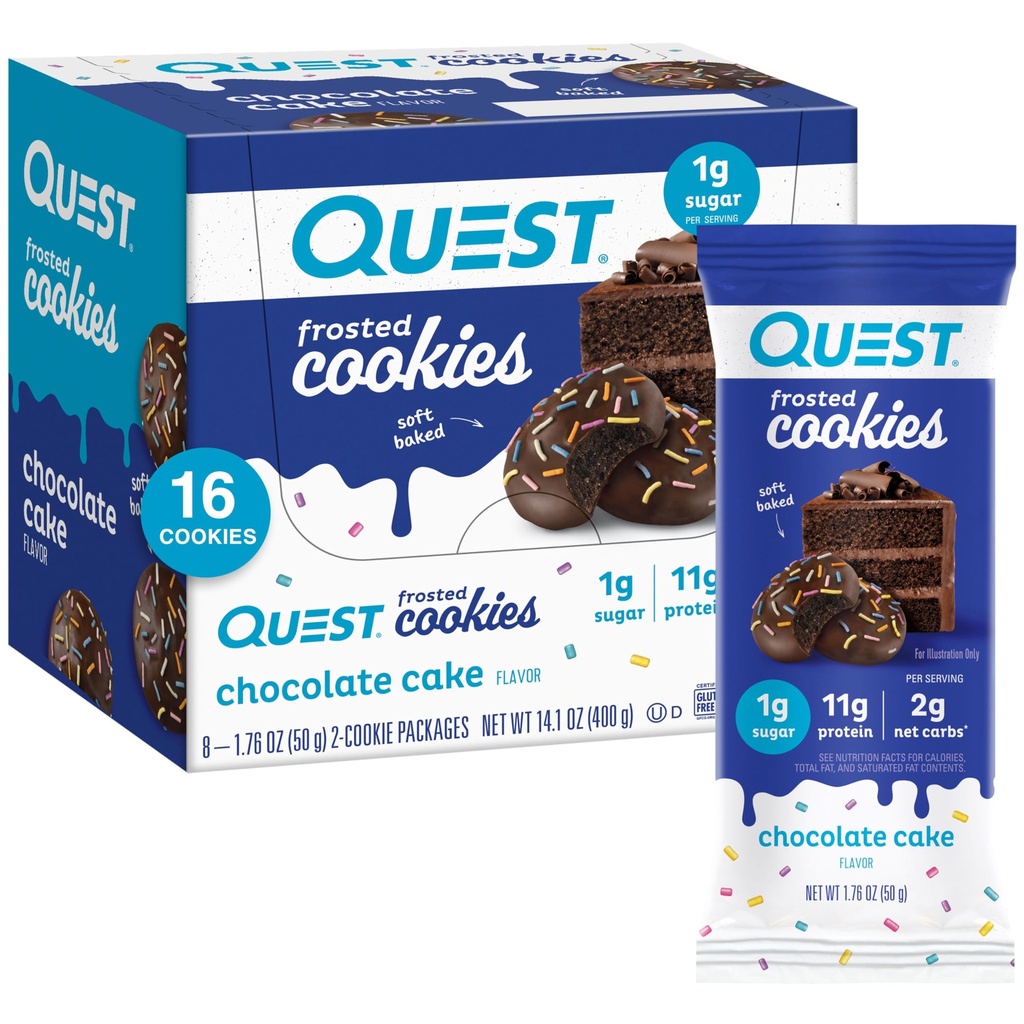 Quest Chocolate Brownie Protein Bars & Chocolate Cake Frosted Cookies Twin Pack, High Protein, Gluten Free