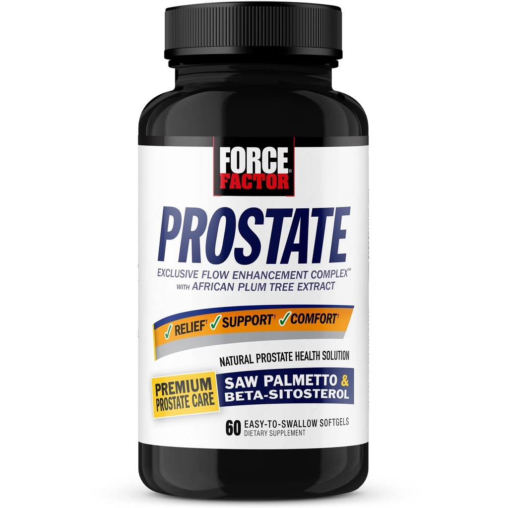 Force Factor Prostate Saw Palmetto, Pygeum & Beta Sitosterol Supplement for Men, Prostate Health/Size Support, Urinary Relief, Bladder Control, Reduce Nighttime Urination, 60 Softgels