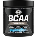 PMD Sports BCAA Charged Delicious Amino Acid Drink Mix for Performance, Recovery, Endurance, and Hydration - Increase Muscle Function for Workout and Daily Energy – Blue Snow Cone (30 Servings)
